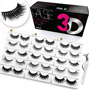 Eliace lashes 5 Styles 15 Pairs Silk Mink Lashes Kit, Eye Makeup Tools | Full Fluffy Volume 3D Eyela
