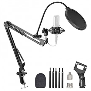 Mic stand, Adjustable Microphone Stand desk Set, Suspension Scissor Mic Boom Arm Stand with Shock Mo