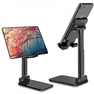 Adjustable Cell Phone Holder, Foldable Portable Tablet Stand Adjustable Height and Desktop Stand for