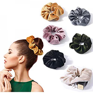 Oaoleer Velvet Scrunchies With Pocket,Velvet Scrunchy Elastic Hair Bands for Girls, Women Hair Acces