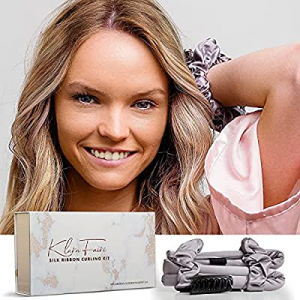 Heatless Hair Curlers Silk Scrunchies -100% Silk Heatless Curling Rod Headband with 2 Silk Hair Ties