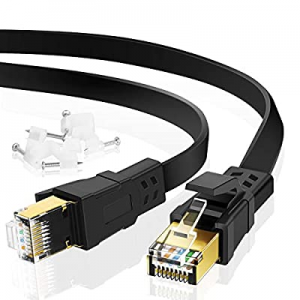 Cat 8 Ethernet Cable, Gigabit High Speed Gaming Shielded Network Cord, 10 FT Short Flat Cat8 LAN Wir