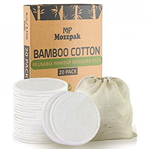 MP Mozzpak (20 Pack) Reusable Cotton Rounds for Toner | Bamboo Makeup Remover Pads with Laundry Bag 