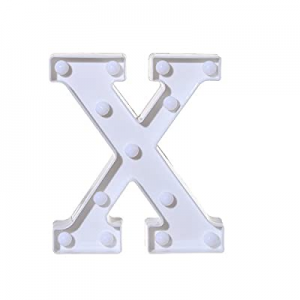 Alphabet LED Letter Lights Light Up White Plastic Letters Standing Hanging X