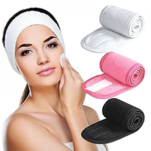 3 Pack Makeup Headband, Denfany Ultra Soft Adjustable Spa Facial Headbands Terry Cloth Stretch Make