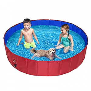 PAWCHIE Foldable Dog Swimming Pool Bathing Tub - Portable Collapsible Pet Paddling Pool for Dogs C..
