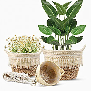 Hanging Planters now 50.0% off ,3 Sets of Macrame Plant Hanger Hand Woven Baskets and Hooks Hangin..