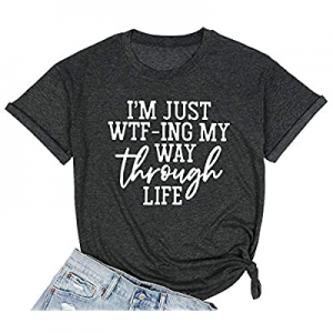 One Day Only！40.0% off LUKYCILD I'm Just WTF-ing My Way Through Life Shirt Women Letter Print Nove..