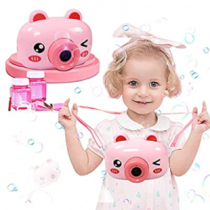 MAN NUO Bubble Machine Toys Bubbles for Toddlers Cute Pink Pig Bubble Camera Blower with 2 Bubble ..