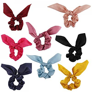 Bow Scrunchies For Long Hair - 8 Pcs Chiffon Satin Scrunchies Silk With Bow Scarf now 70.0% off , ..