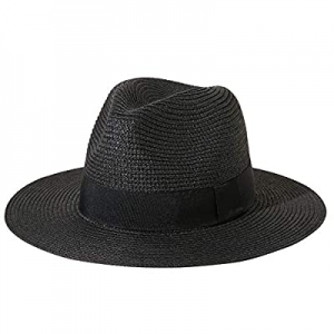 Lanzom Men Women Wide Brim Straw Foldable Roll up Hat Fedora Summer Beach Sun Hat UPF50+ now 35.0%..