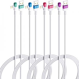 4Colors Premium Phone Cable now 80.0% off , HYXing [4-Pack 6ft], 90 Degree Fast Charging Cord, MFi..