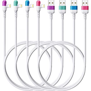 4Colors Premium Phone Cable now 80.0% off , HYXing [4-Pack 6ft], 90 Degree Fast Charging Cord, MFi..