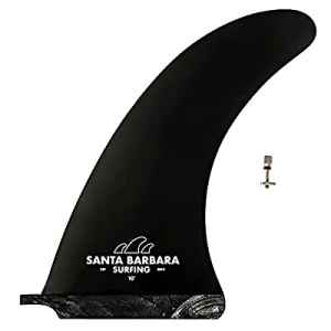 SBS 10" Premium Fiberglass Surf & SUP Fin - Free No Tool Fin Screw - 10 inch Center Fin for Longbo..