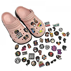20.0% off 50 Pcs Shoe Charms Fits for Clog Sandals Black lives Matter Black Girl Magic PVC Shoe De..