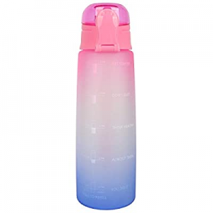 32oz Motivational Water Bottle with Time Marker now 50.0% off ,Leakproof BPA Free Tritan Sports Wa..