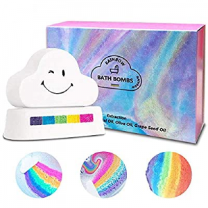 Bath Bombs Gift Set now 50.0% off , Rainbow Cloud Bath Bombs, Handmade Spa Bath Bombs with Skin Mo..