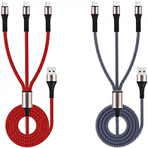 Souina 2Pack 4Ft/1.2M Multi USB Fast Charger Cord 3A now 65.0% off , 3-in-1 Charging Cable for Dua..