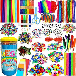 PANSHAN Mega Kids Crafts Kit and Art Supplies Jar Kit-1320+ Piece Set Make Bracelets and Necklaces..