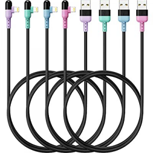 4Colors Premium iPhone Charger Cable now 70.0% off , HYXing [4-Pack 10/6/6/3ft], 90 Degree Fast Ch..