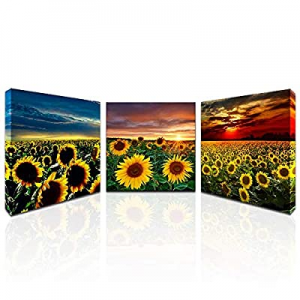 50.0% off Sunflower Wall Art for Living Room Sunflower Kitchen Decor Sunset Pictures Wall Art Flow..