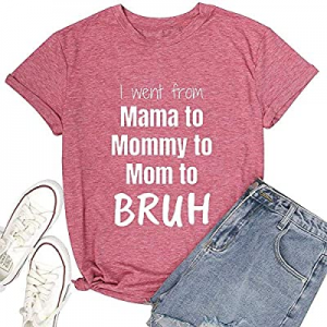Mama Shirt for Women I Went from Mama to Mommy Letter Print T-Shirt Casual Short Sleeve Tee Tops n..