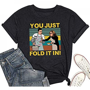 Women You Just Fold It in T-Shirt Funny Graphic Short Sleeve Tee Tops now 50.0% off 