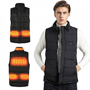 Men's/Women's Heated Vest without Battery Pack,Stand Collar Lightweight Zip Quilted Gilet,Black S-..