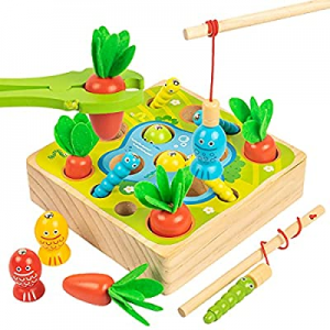 UNIH Wooden Montessori Toys now 20.0% off , Carrots Harvest Shape Size Sorting Developmental Gifts..
