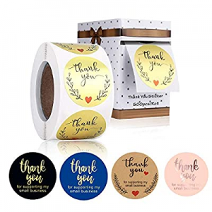 1.5" Gold Thank You Stickers,500pcs, with Cute Box, 6 Colors Available now 50.0% off 