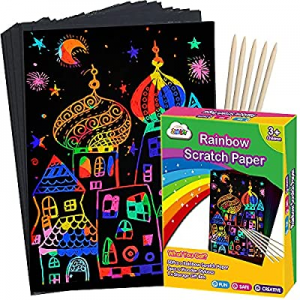 ZMLM Scratch Paper Art Set now 50.0% off , Rainbow Magic Scratch Paper for Kids Black Scratch it O..