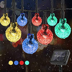 Solar String Lights Outdoor 100 Led 39.4 ft Crystal Globe Lights with 8 Lighting Modes now 50.0% o..