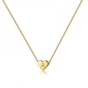 One Day Only！80.0% off Heart Initial Necklaces for Women Girls - 14K Gold Filled Heart Pendant Let..