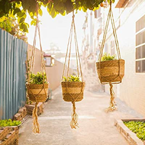 50.0% off 18PCS Hanging Planter Set Decorative Flower Basket Pot Holder Long Hanging Rope Plant Ha..