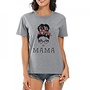 One Day Only！30.0% off Women Mom Graphic Letter Print T Shirt Mama Mother Funny Casual Tee Shirt M..