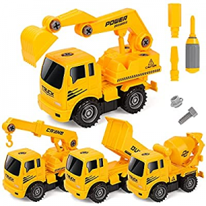 UNIH Take Apart Truck Cars Toys  now 40.0% off , Construction Vehicle Truck Set STEM Building Toys..