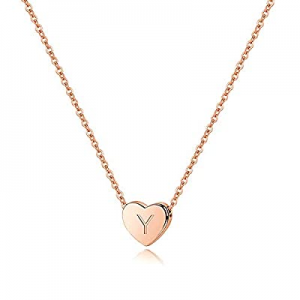 One Day Only！S925 Sterling Silver Heart Initial Necklace - White Gold 14K Gold Plated Silver Heart..