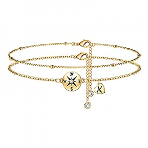 One Day Only！M MOOHAM Layered Anklets Bracelets for Women now 60.0% off , 14K Gold Plated Layered ..