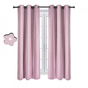 One Day Only！Star Curtains now 50.0% off , Baby Pink Star Curtains for Kids Room, Room Darkening W..