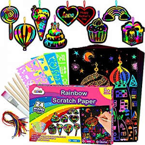 One Day Only！50.0% off ZMLM Scratch Paper Art-Craft Girl: Rainbow Scratch Magic Drawing Set Paper ..