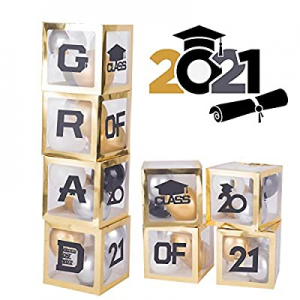 50.0% off MISBEST 2021 Graduation Decorations 4PCS Balloons Box for Graduation Party with" GRAD" a..