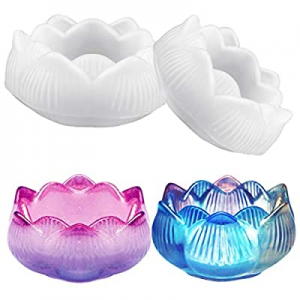 One Day Only！2PCS Lotus Flower Resin Molds Epoxy Resin Molds for DIY Candlestick now 50.0% off , J..