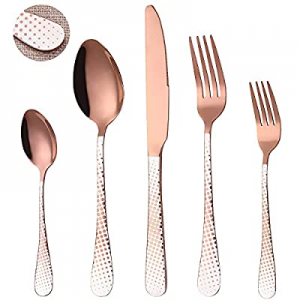 One Day Only！PHILIPALA Rose Gold Silverware Set now 60.0% off , 20-Piece Stainless Steel Flatware ..