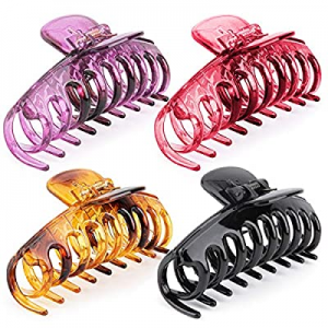 4 Pcs Big Hair Claw Clips, NonSlip Matte Hair Clips, Big Hair Clamps, Large Jaw Clips Strong Hold Ha