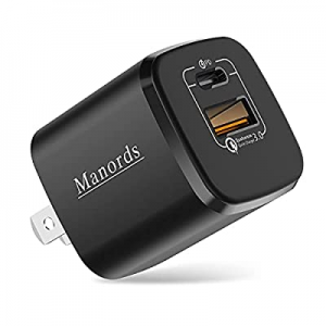 USB C Fast Charger, Manords 20W 2 Port USB Wall Charger with PD/QC 3.0 Fast Power Adapter for iPad P