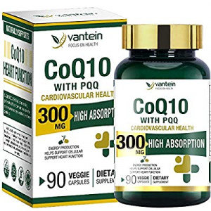 CoQ10 with PQQ, High Absorption Q10 Coenzyme 300mg 90 Vegetarian Softgels, Heart Health and Energy P