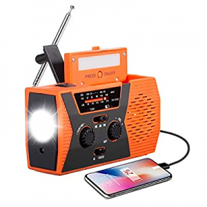 【2021 Newest Upgraded】 EAXCK Emergency Solar Hand Crank Radio,4000mAH Emergency Crank Radio AM/FMAA