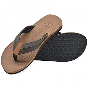 KuaiLu Men's Yoga Mat Leather Flip Flops Thong Sandals with Arch Support now 50.0% off 