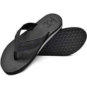 KuaiLu Men's Yoga Mat Leather Flip Flops Thong Sandals with Arch Support now 50.0% off 