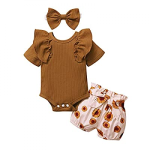 Daddy's Girl Newborn Baby Ruffle Sleeveless Romper Floral Shorts Headwear Outfits now 62.0% off 